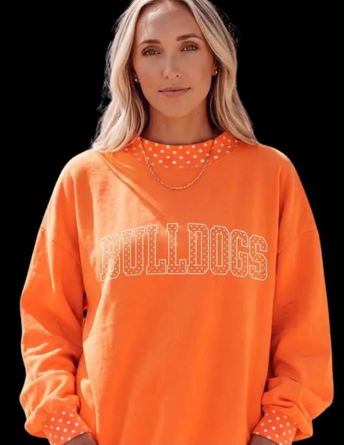 Orange polka dot mockneck