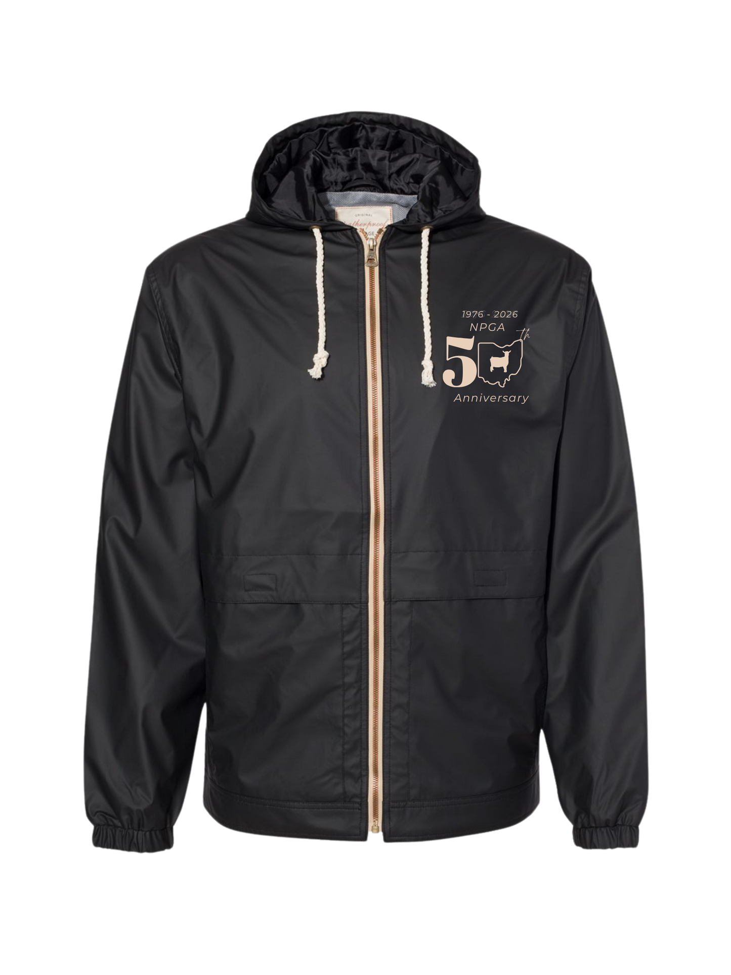 Weatherproof Unisex Vintage Hooded Rain Jacket - Embroidered