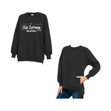 Fleece hi-low boyfriend sweatshirts with pocket