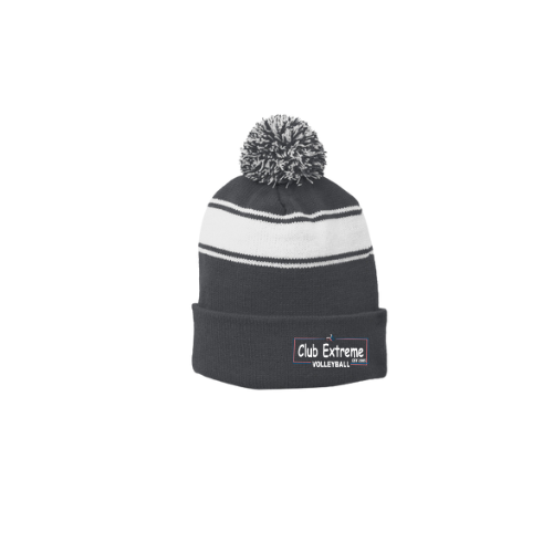 Sport-Tek® Stripe Pom Pom Beanie