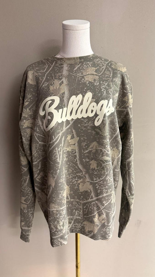 Camo Crewneck Cream Bulldogs